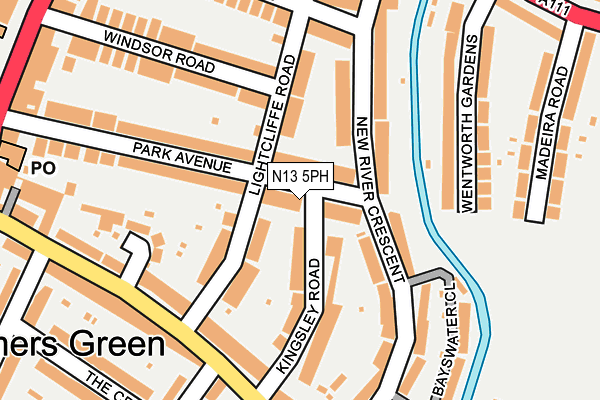 N13 5PH map - OS OpenMap – Local (Ordnance Survey)