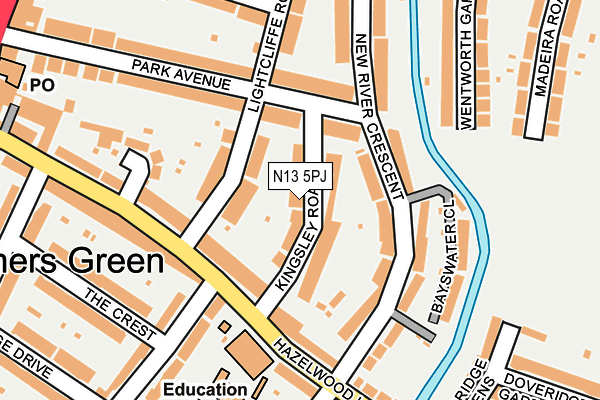 N13 5PJ map - OS OpenMap – Local (Ordnance Survey)
