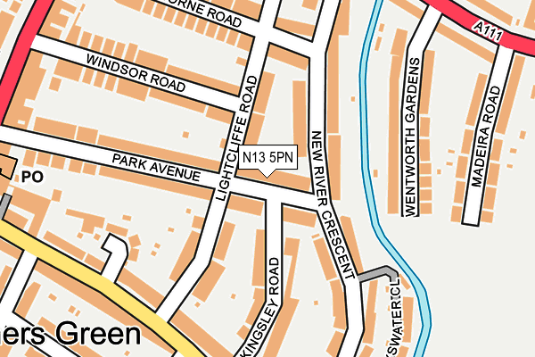 N13 5PN map - OS OpenMap – Local (Ordnance Survey)