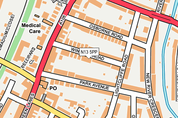 N13 5PP map - OS OpenMap – Local (Ordnance Survey)