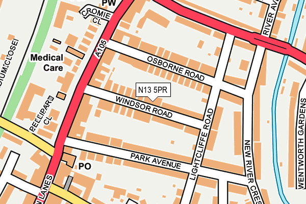 N13 5PR map - OS OpenMap – Local (Ordnance Survey)