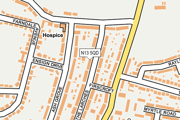 N13 5QD map - OS OpenMap – Local (Ordnance Survey)