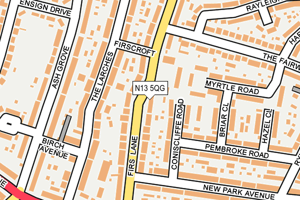 N13 5QG map - OS OpenMap – Local (Ordnance Survey)