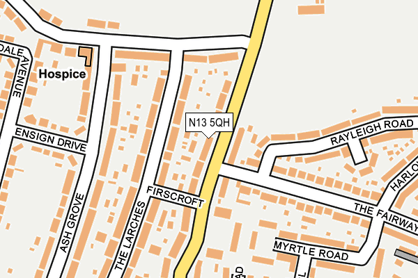 N13 5QH map - OS OpenMap – Local (Ordnance Survey)