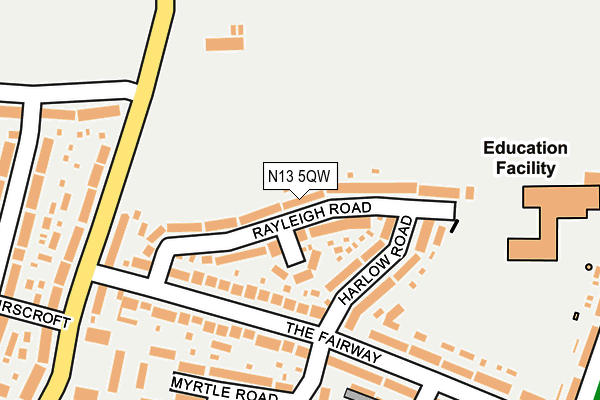 N13 5QW map - OS OpenMap – Local (Ordnance Survey)