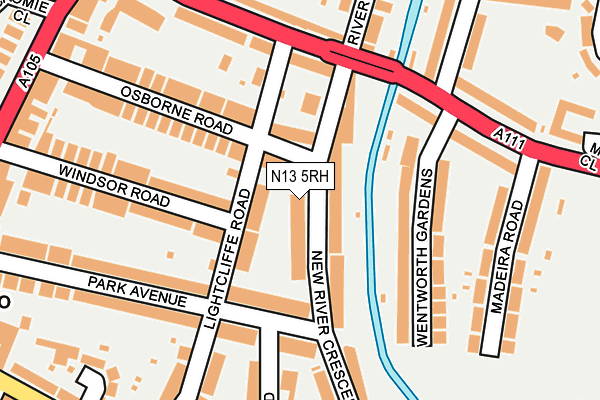 N13 5RH map - OS OpenMap – Local (Ordnance Survey)
