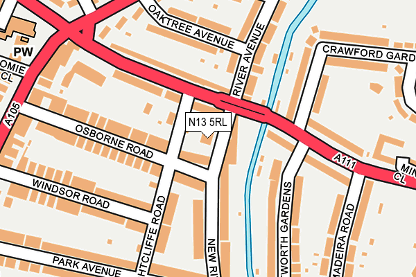 N13 5RL map - OS OpenMap – Local (Ordnance Survey)