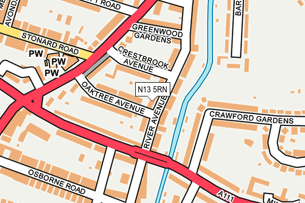 N13 5RN map - OS OpenMap – Local (Ordnance Survey)