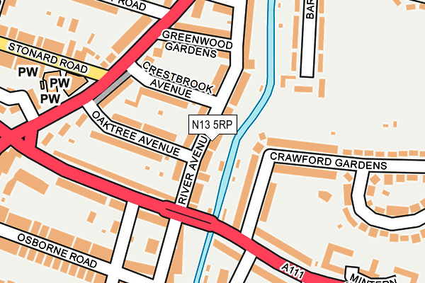 N13 5RP map - OS OpenMap – Local (Ordnance Survey)