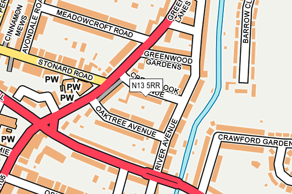 N13 5RR map - OS OpenMap – Local (Ordnance Survey)