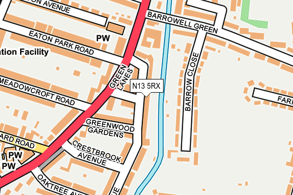 N13 5RX map - OS OpenMap – Local (Ordnance Survey)