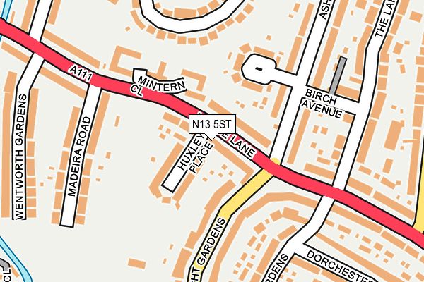 N13 5ST map - OS OpenMap – Local (Ordnance Survey)