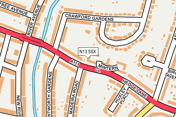 N13 5SX map - OS OpenMap – Local (Ordnance Survey)