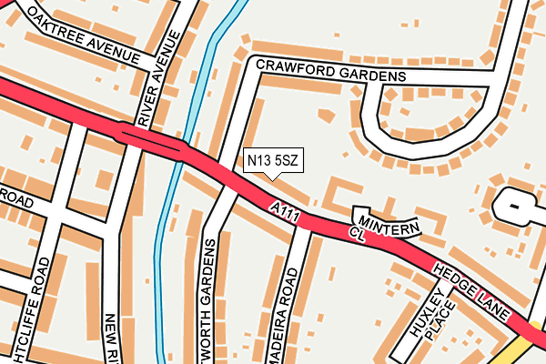 N13 5SZ map - OS OpenMap – Local (Ordnance Survey)
