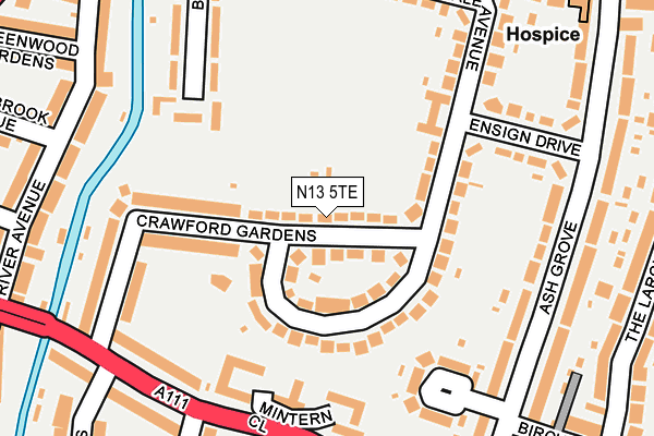 N13 5TE map - OS OpenMap – Local (Ordnance Survey)
