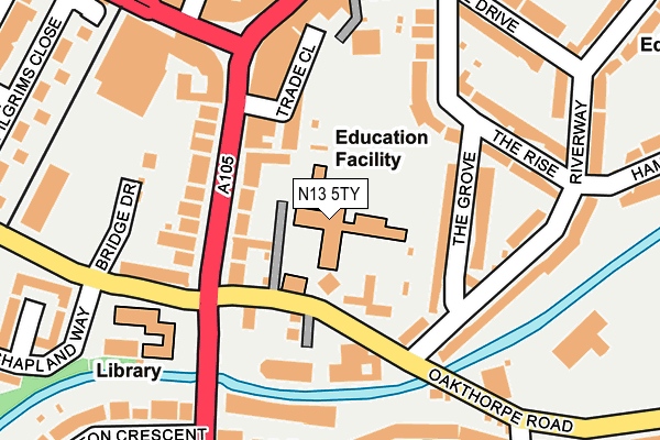 N13 5TY map - OS OpenMap – Local (Ordnance Survey)