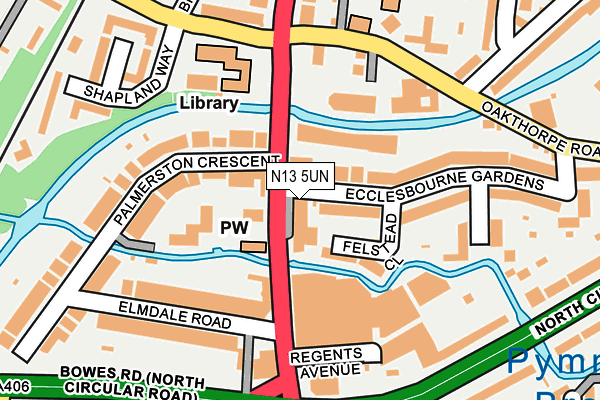 N13 5UN map - OS OpenMap – Local (Ordnance Survey)