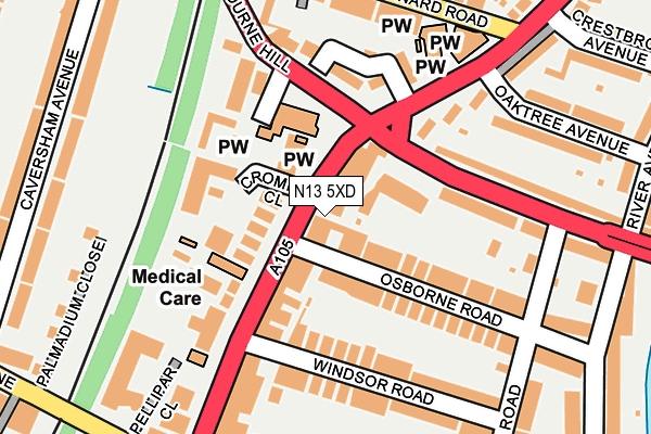 N13 5XD map - OS OpenMap – Local (Ordnance Survey)