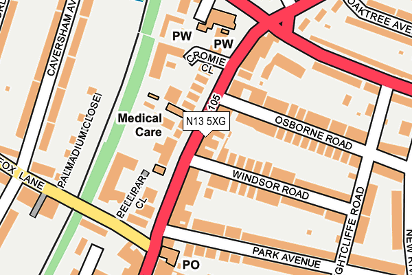 N13 5XG map - OS OpenMap – Local (Ordnance Survey)