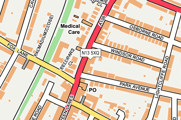 N13 5XQ map - OS OpenMap – Local (Ordnance Survey)
