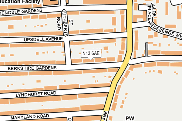 N13 6AE map - OS OpenMap – Local (Ordnance Survey)