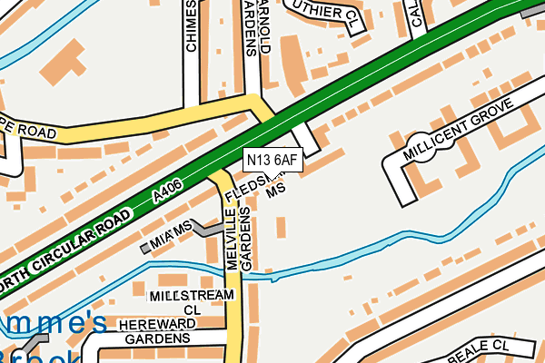 N13 6AF map - OS OpenMap – Local (Ordnance Survey)