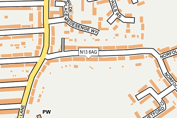 N13 6AG map - OS OpenMap – Local (Ordnance Survey)