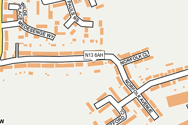 N13 6AH map - OS OpenMap – Local (Ordnance Survey)