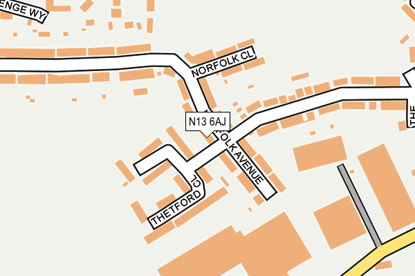 N13 6AJ map - OS OpenMap – Local (Ordnance Survey)