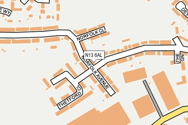 N13 6AL map - OS OpenMap – Local (Ordnance Survey)