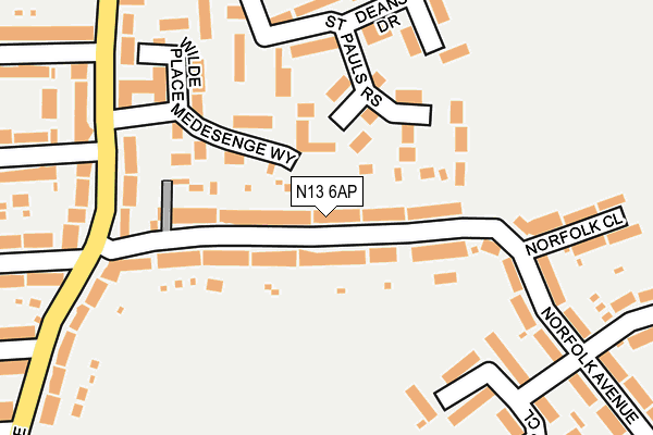 N13 6AP map - OS OpenMap – Local (Ordnance Survey)