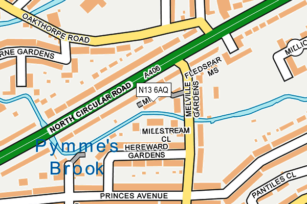 N13 6AQ map - OS OpenMap – Local (Ordnance Survey)