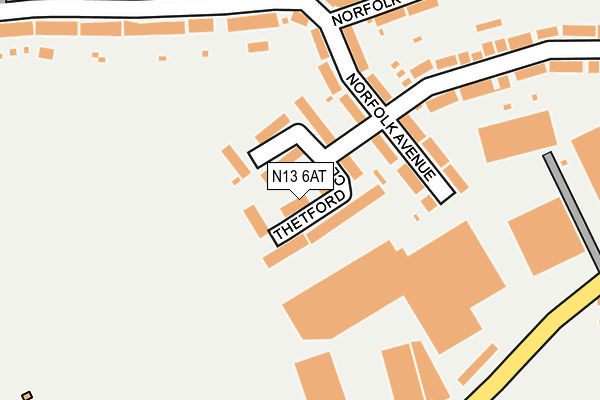 N13 6AT map - OS OpenMap – Local (Ordnance Survey)