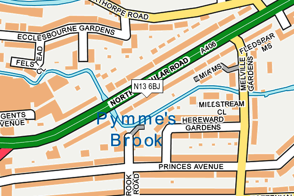 N13 6BJ map - OS OpenMap – Local (Ordnance Survey)