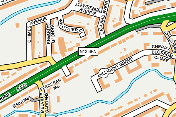 N13 6BN map - OS OpenMap – Local (Ordnance Survey)