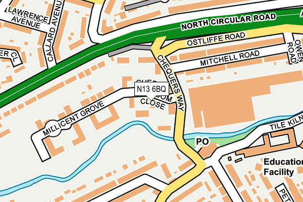 N13 6BQ map - OS OpenMap – Local (Ordnance Survey)