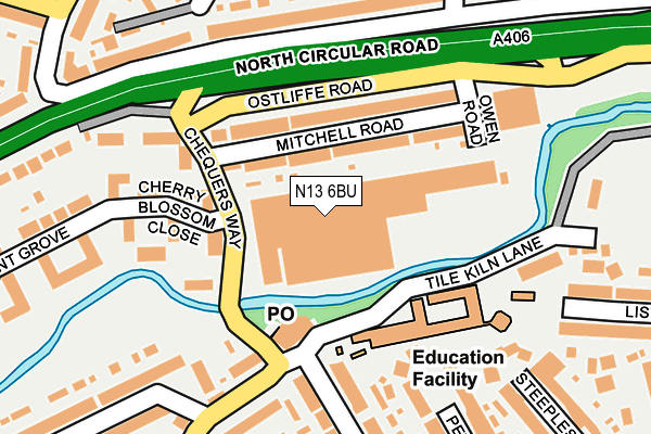 N13 6BU map - OS OpenMap – Local (Ordnance Survey)