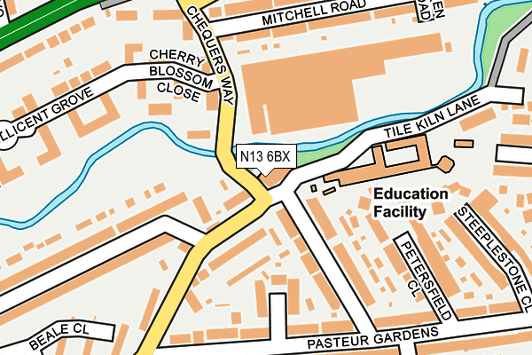 N13 6BX map - OS OpenMap – Local (Ordnance Survey)