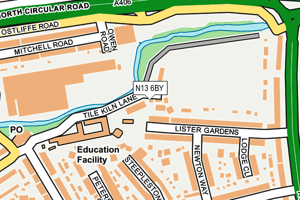 N13 6BY map - OS OpenMap – Local (Ordnance Survey)