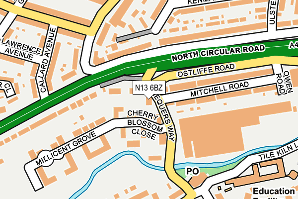 N13 6BZ map - OS OpenMap – Local (Ordnance Survey)