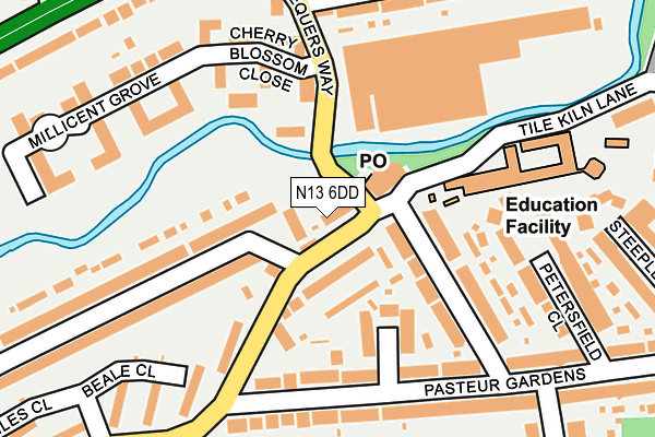 N13 6DD map - OS OpenMap – Local (Ordnance Survey)