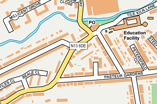 N13 6DE map - OS OpenMap – Local (Ordnance Survey)