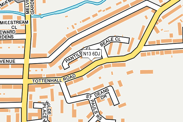 N13 6DJ map - OS OpenMap – Local (Ordnance Survey)