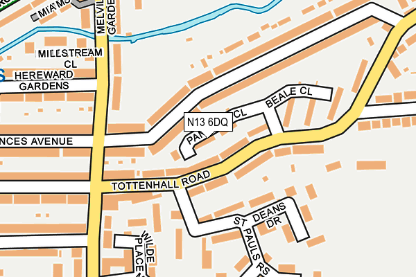 N13 6DQ map - OS OpenMap – Local (Ordnance Survey)