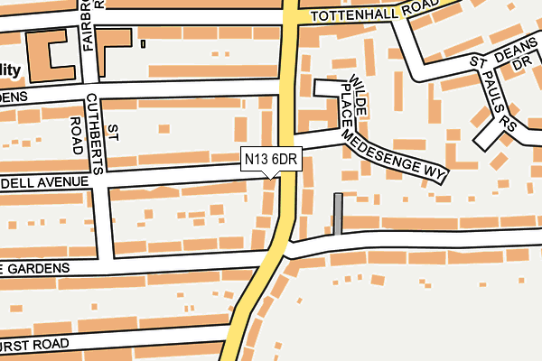 N13 6DR map - OS OpenMap – Local (Ordnance Survey)