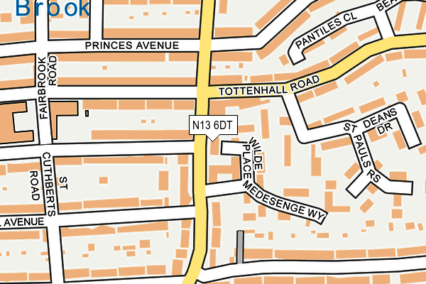 N13 6DT map - OS OpenMap – Local (Ordnance Survey)