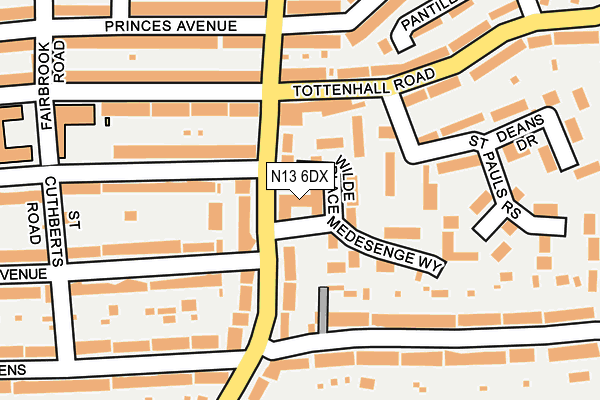 N13 6DX map - OS OpenMap – Local (Ordnance Survey)