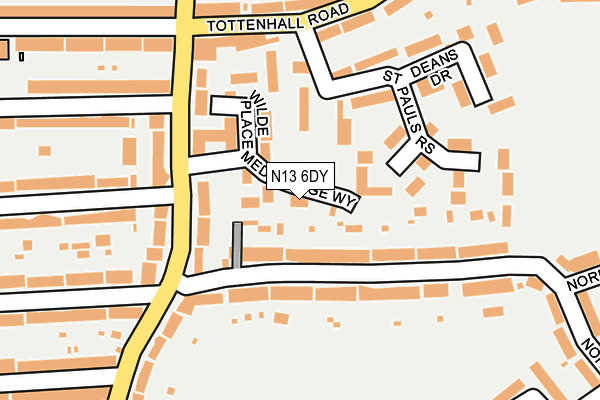 N13 6DY map - OS OpenMap – Local (Ordnance Survey)