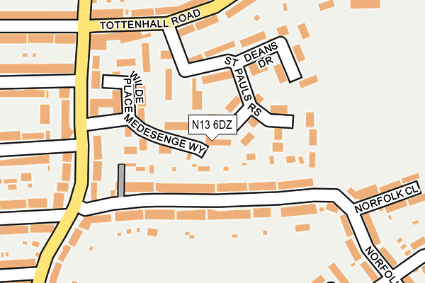 N13 6DZ map - OS OpenMap – Local (Ordnance Survey)