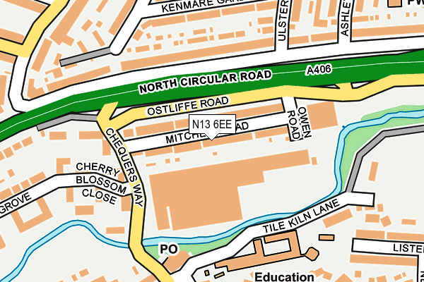 N13 6EE map - OS OpenMap – Local (Ordnance Survey)